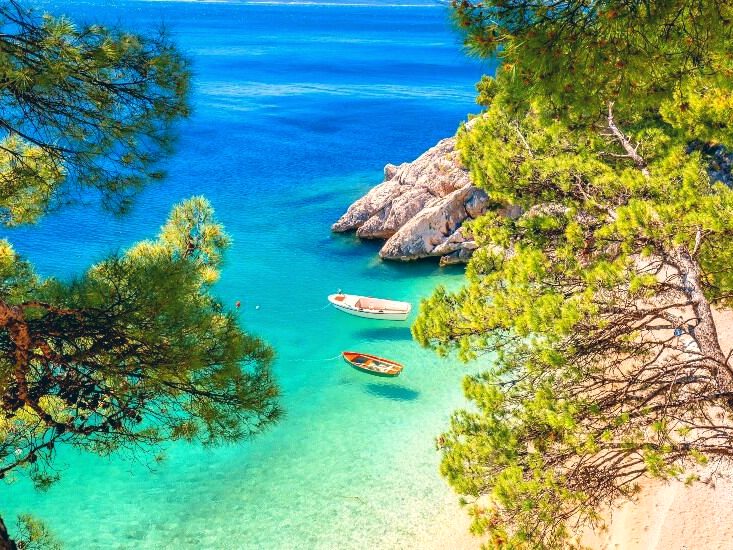 A hidden Adriatic bay of crystal-clear turquoise water.